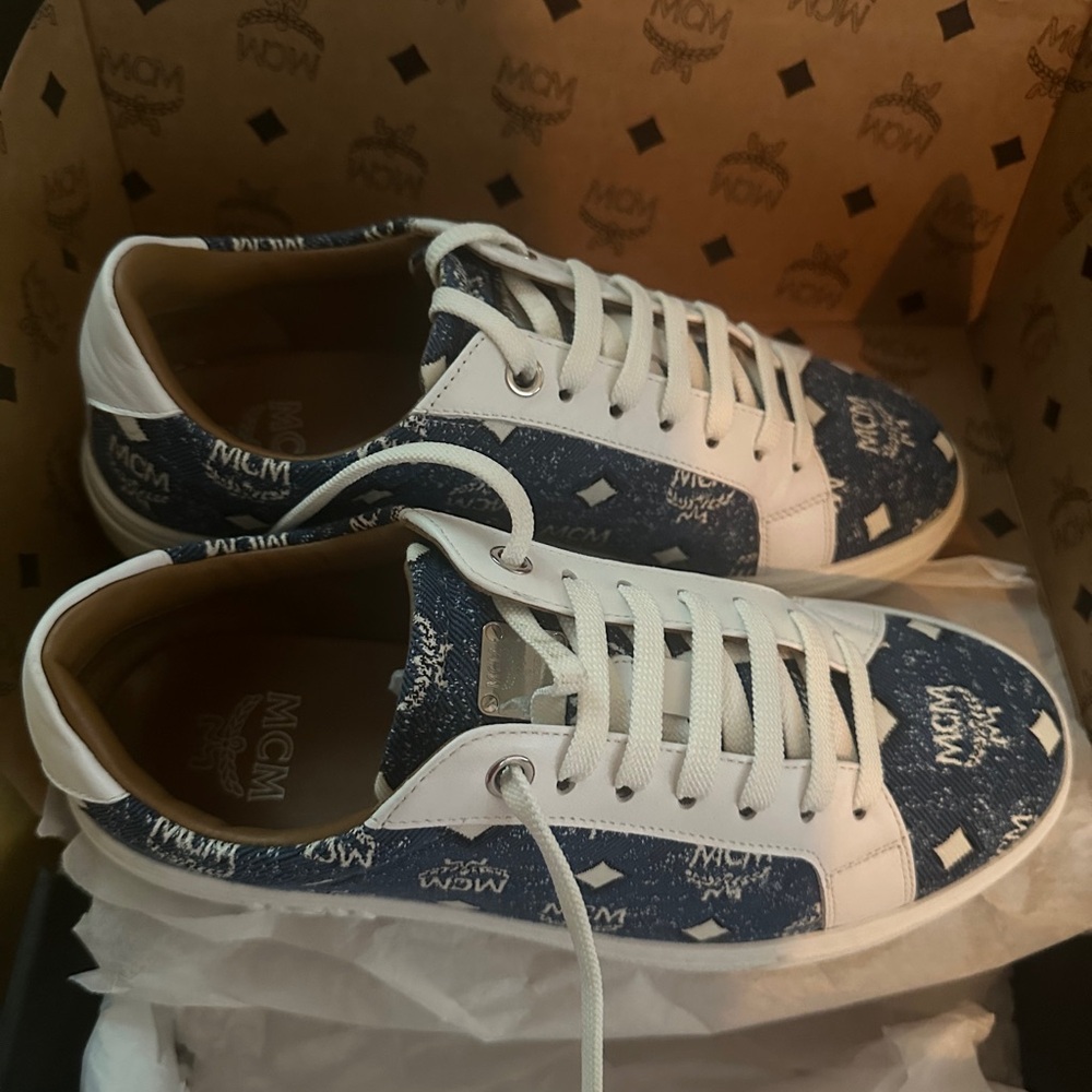 MCM Navy and White Sneakers